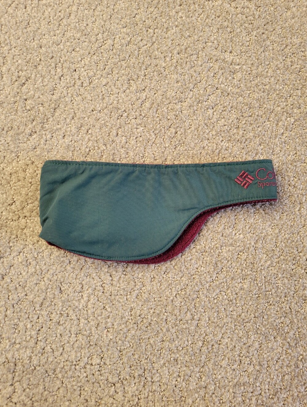 Vintage Columbia Sportswear Teal and Maroon Fleece-Lined Ear Warmer Headband